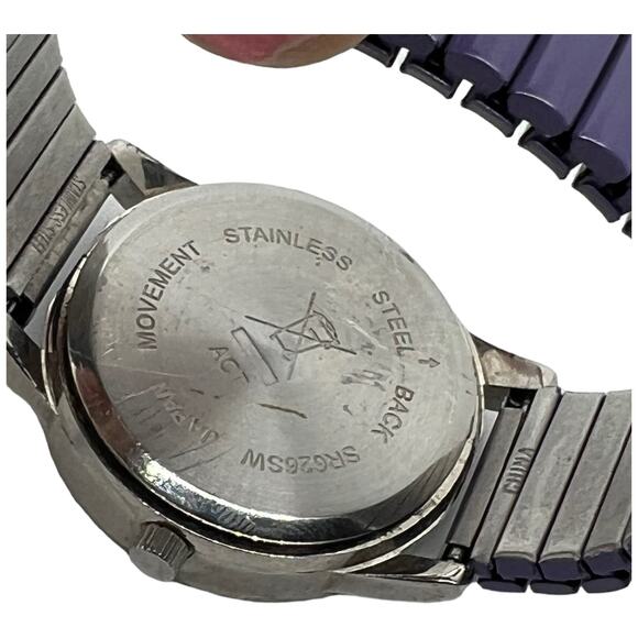 AVON Purple Crystal Bezel Watch Expandable Band Lavender Face Rhinestone - Picture 6 of 6